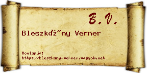 Bleszkány Verner névjegykártya