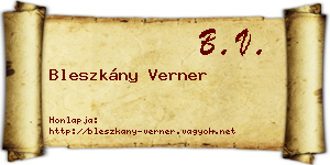 Bleszkány Verner névjegykártya
